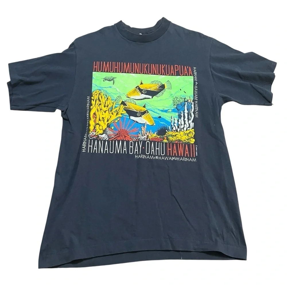 1992 Single Stitch Oahu Hawaii National Fish Vintage Shirt Size Large Made n USA